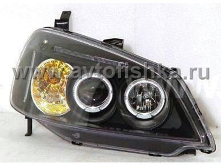 Honda Civic Ferio ES, ET (01-03) 4 дверн. фары передние черные, со светящимися ободками с белыми рефлекторами, линзовые