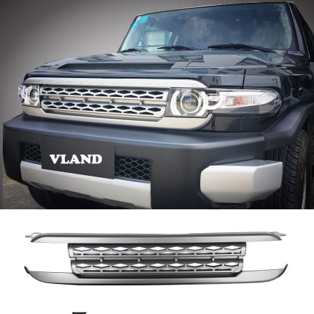 Toyota FJ Cruiser (07-15) фары линзовые в комплекте с решеткой радиатора, дизайн №1