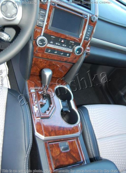 Декоративные накладки салона Toyota Camry 2012-н.в. Полный набор, с подогревом сидений.