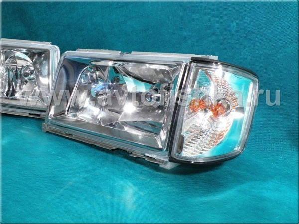 Mercedes W201 190E 190D (82-93) фары передние хромированные с указателями поворотов, комплект 2 шт.