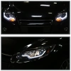 Ford Focus 3 (11-13) тюнинговые фары линзовые со светящейся полосой, черные
