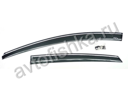 Volkswagen Polo (10-) дефлекторы боковых окон темные, с хромированной надписью, комплект 4 шт.