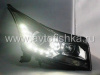 Chevrolet Cruze (08-) черные линзовые передние фары со светящимися ободками и диодной подсветкой в стиле Volkswagen, комплект 2 шт.