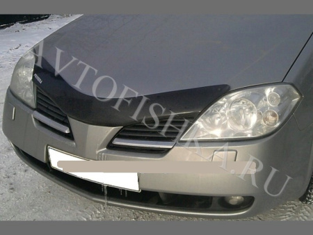 Дефлектор капота темный с надписью Nissan Primera 2002-2008