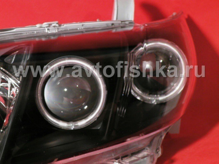 Toyota Camry V40 (2006-2009) фары передние линзовые черные, со светящимися ободками, комплект 2 шт.