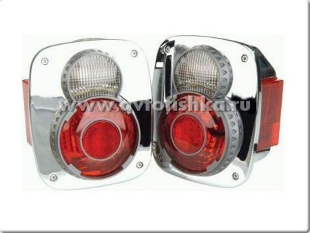 Jeep Wrangler (81-05) фонари задние светодиодные красно-хромированные, комплект 2 шт.