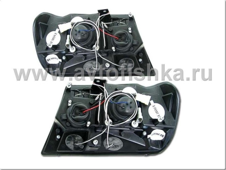 Jeep Grand Cherokee (99-04) фары линзовые передние черные, со светящимися ободками, комплект 2 шт.