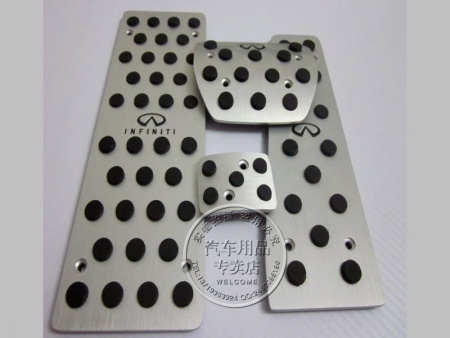 Infiniti G25, G37, G35 накладки на педали, подставку под ногу, алюминиевые с логотипом Infiniti, комплект 4 шт.