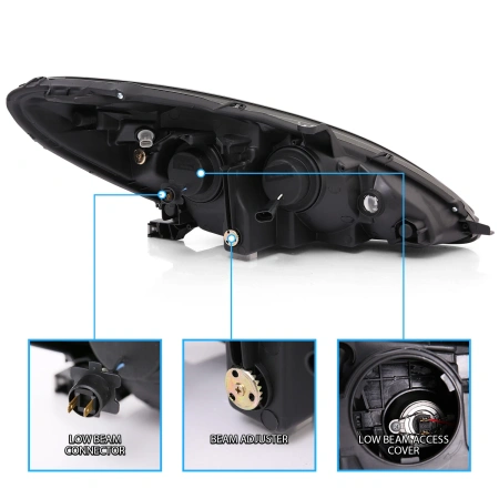 Lexus ES300-350 (01-06) фары передние линзовые черные, со светящимися ободками, комплект 2 шт.