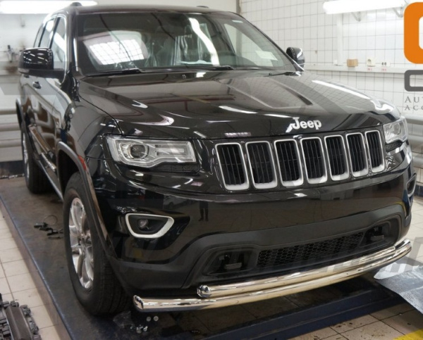 Jeep Grand Cherokee (11–/13–) Защита переднего бампера двойная d 60/76, нерж.