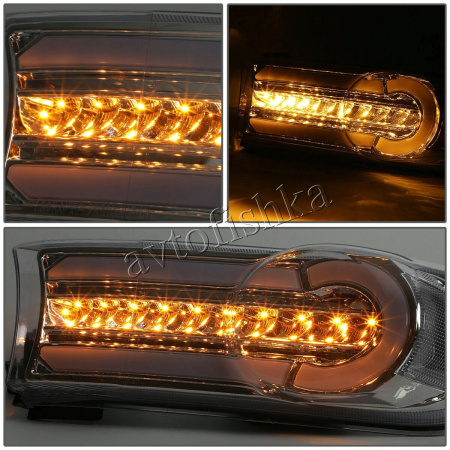 Toyota FJ Cruiser (07-14) хром светодиодные динамические поворотники с ДХО, комплект 2 шт.