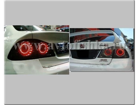 Honda Civic VIII (06-) задние фонари светодиодные красно-хромированные, комплект 2 шт.