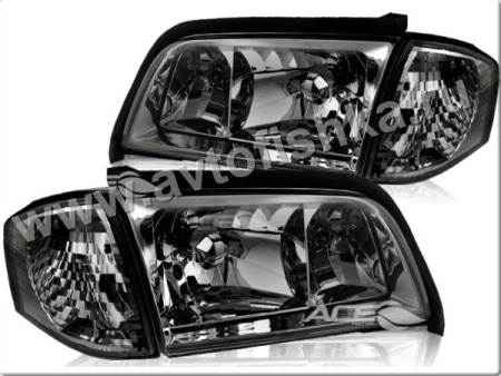 Mercedes C W202 (94-00) фары передние хромированные, тонированные, комплект 2 шт.