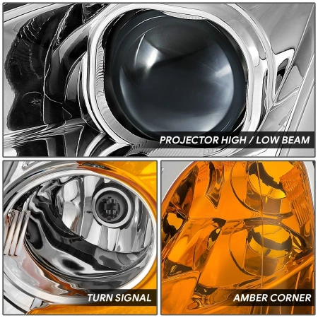 Honda Civic (01-03) 2, 4 дв. фары передние линзовые хромированные, со светящимися ободками, комплект 2 шт.