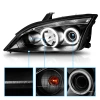 Ford Focus 2 (05-07) передние линзовые фары с ангельскими глазками, черные