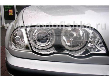 BMW 3 E46 (98-01) 4 дв. седан фары передние хромированные, со светящимися ободками, с поворотниками, комплект 2 шт.