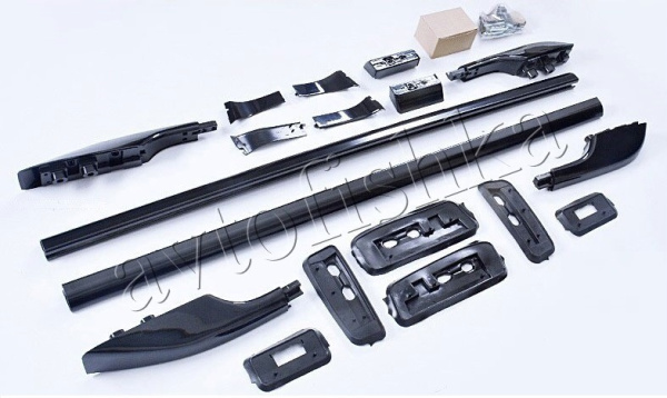 Toyota Land Cruiser 200 (07-/12-/15-) рейлинги продольные  (багажник) алюминиевые черные на крышу, дизайн оригинал