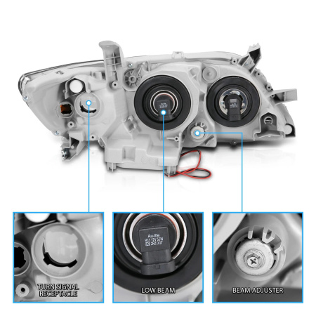 Toyota Camry XV40 дорестайл (2006-2009) фары передние линзовые хром со светящимися ободками