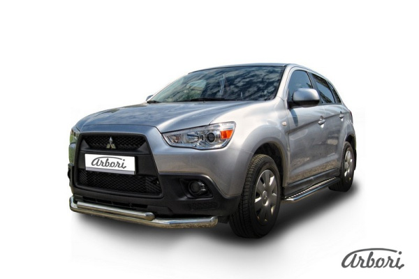 Защита переднего бампера Arbori d76+d57 двойная MITSUBISHI ASX 2010-2012
