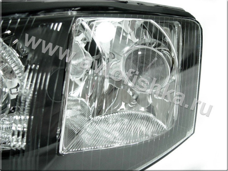 Audi A6 (99-01) фары передние линзовые черные, со светящимися ободками, под ксенон и корректор, комплект 2 шт.