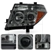 Nissan Pathfinder III, Navara (2005-2010) передние фары линзовые хром, с ДХО и ангельскими глазками