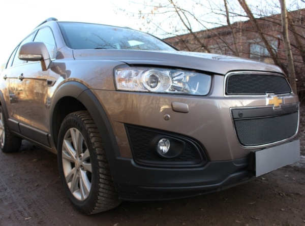 Chevrolet Captiva (13–15) Защита радиатора Premium, чёрная, 2 части