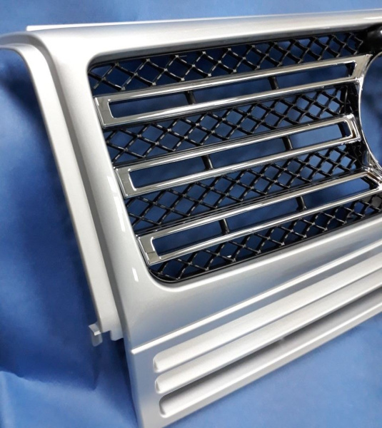 Mercedes G-class W463 (1989-2013) решетка радиатора, Дизайн G500, серебро с хромом