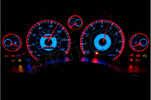 Toyota MR2 - W20 светодиодные шкалы (циферблаты) на панель приборов - дизайн 2