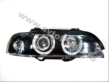 BMW 5 E39 (95-03) фары передние черные, со светящимися ободками, с мотором электрокорректора, комплект 2 шт.
