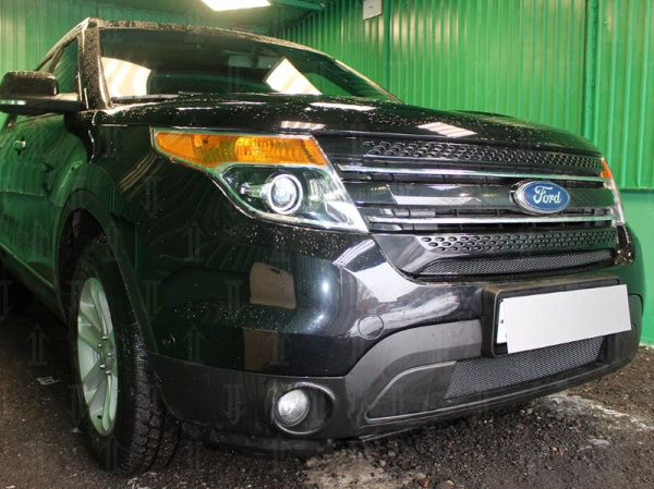 Ford Explorer (12–15) Защита радиатора Premium, чёрная, верх