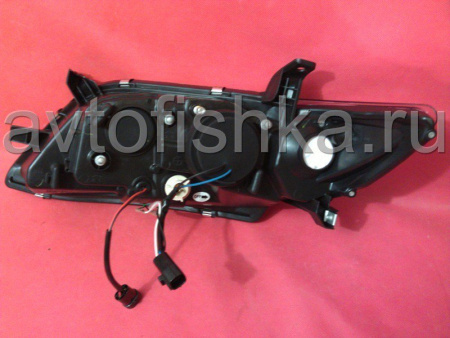 Toyota Camry V40 (2006-2009) тюнинговые передние хромированные фары со светодиодной подсветкой DRL, комплект 2 шт.