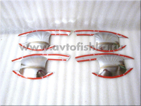 Nissan Navara (05-) накладки под ручки дверей хромированные, с надписью "NAVARA", комплект 4 шт.