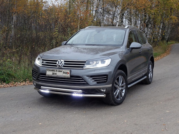Volkswagen Touareg (14–) Защита передняя нижняя (двойная с ДХО) 60,3/60,3 мм (R-Line)