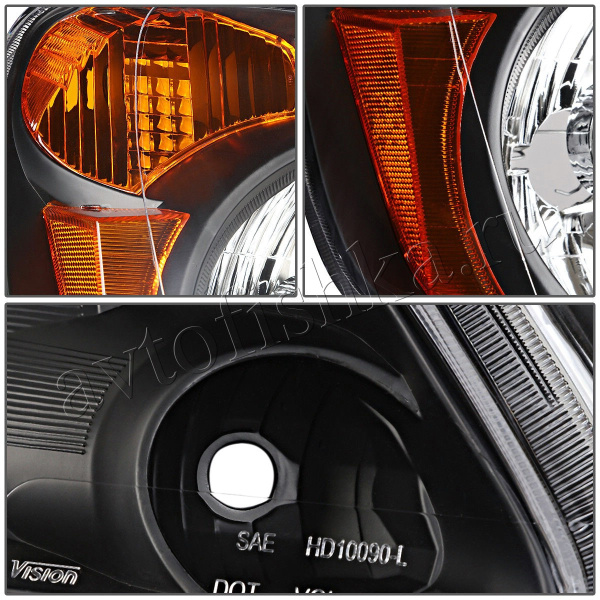 Honda CR-V II (01-04) фары передние черные с желтыми повторителями, комплект 2 шт.