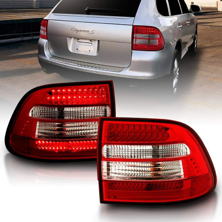 Porsche Cayenne (03-06) фонари задние светодиодные красно-хромированные, комплект 2 шт.