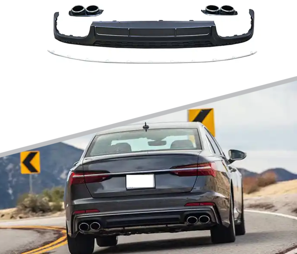 Диффузор S6 S-line с насадками для Audi A6 2019+