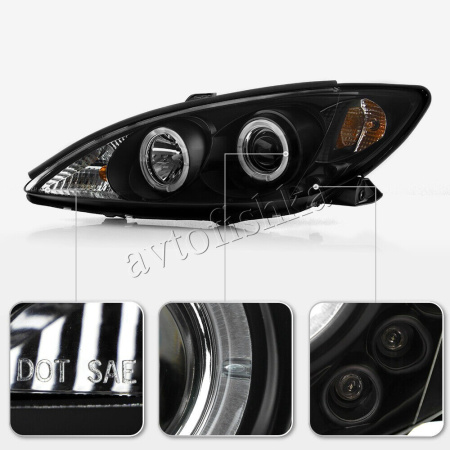 Toyota Camry 30 (02-06) UAE, Europe, USA фары передние черные со светящимися ободками, комплект 2 шт.