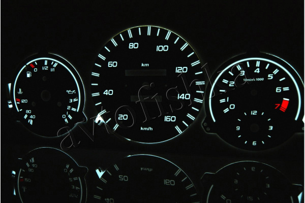 Mercedes W123 светодиодные шкалы (циферблаты) на панель приборов - дизайн 2