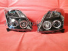 Toyota Yaris P2 (05-) фары передние линзовые черные, со светящимися ободками, комплект 2 шт.