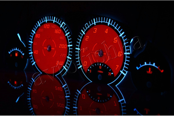 BMW E46 светодиодные шкалы (циферблаты) на панель приборов - дизайн 4