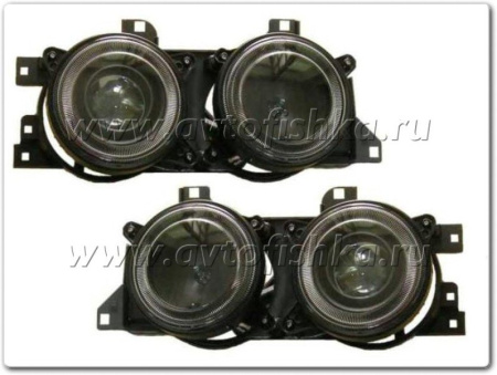 BMW 5 E34 (88-95) фары передние линзовые тонированные, со светящимися ободками, комплект 2 шт.