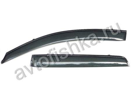 Mitsubishi Outlander XL (06-12) дефлекторы боковых окон темные, ветровики с черным молдингом, комплект 4 шт.