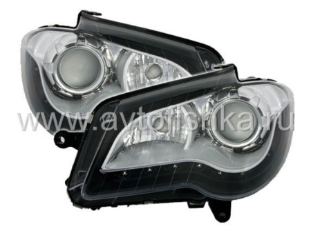 Volkswagen Touran (07-) фары передние черные, со светящимися ободками, комплект 2 шт.