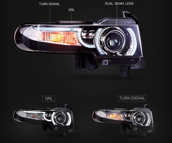 Toyota FJ Cruiser (07-15) фары линзовые в комплекте с решеткой радиатора, дизайн №1