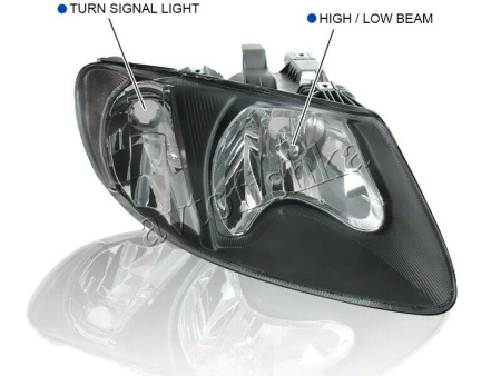 Dodge Caravan, Grand Caravan (01-05) фары передние зеркальные черные с белым рефлектором, комплект 2 шт.